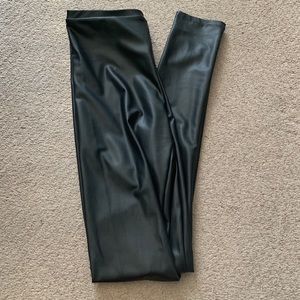 Black faux leather leggings